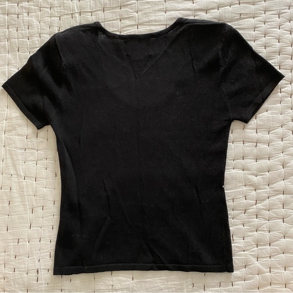 CACHE Black Rhinestone Front Tee Size S - Picture 6 of 7